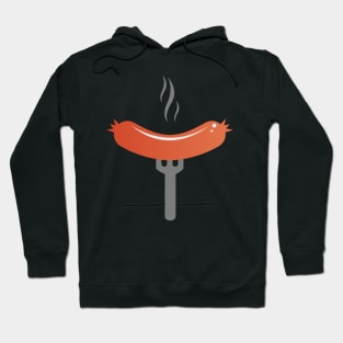 Flat design style Sausage on the grey fork with smoke Hoodie